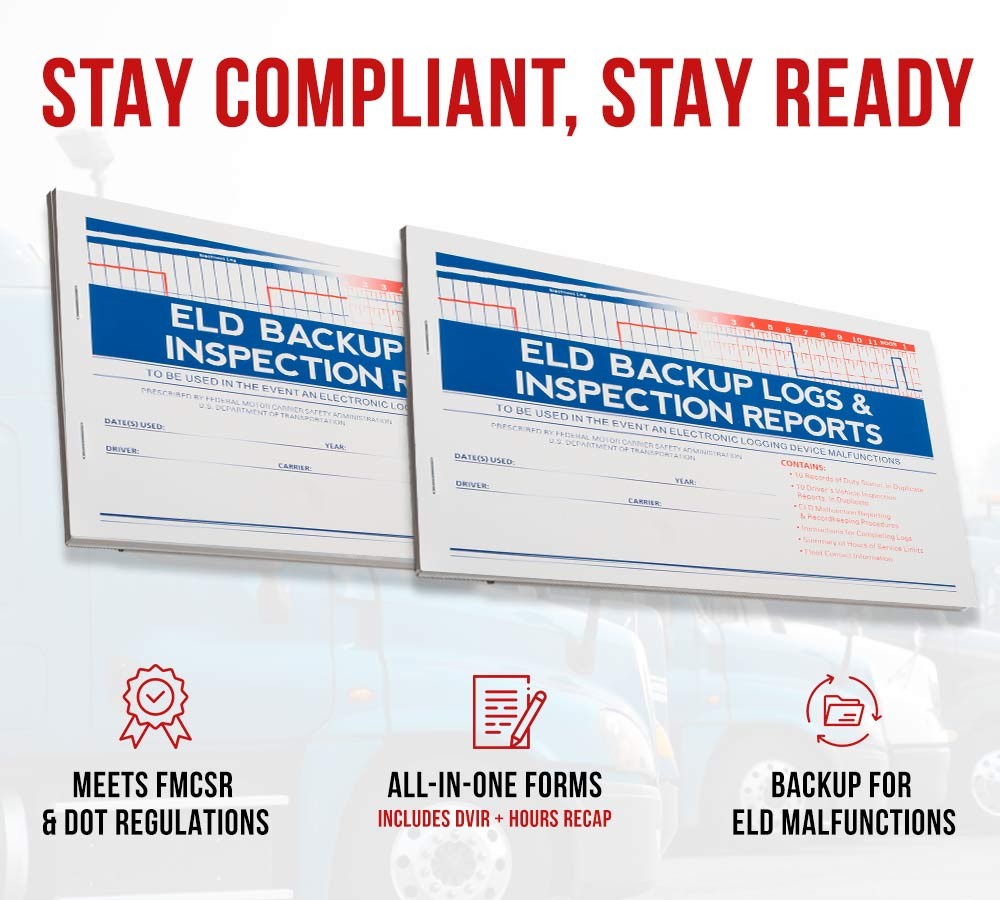 50PK ELD Backup Driver Log Books for Truck Drivers w/ Inspection Report