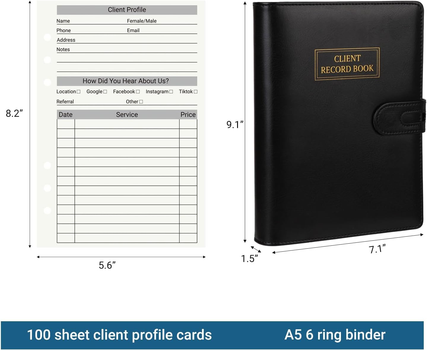 Client Record Book, Hair Stylist Client Profile Book-Binder and Client Record