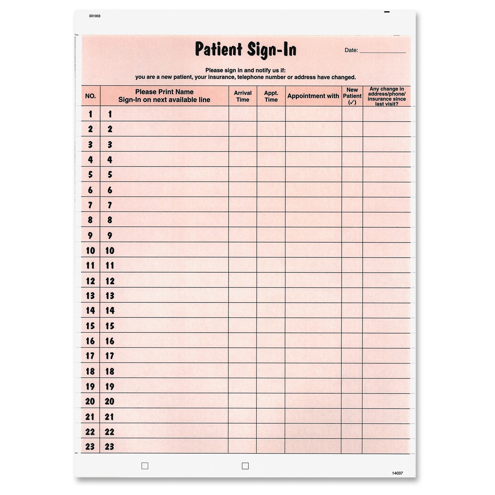 Tabbies Patient Sign-in Label Forms – 125 Sheet[s] – 125 / Pack (tab-14530)