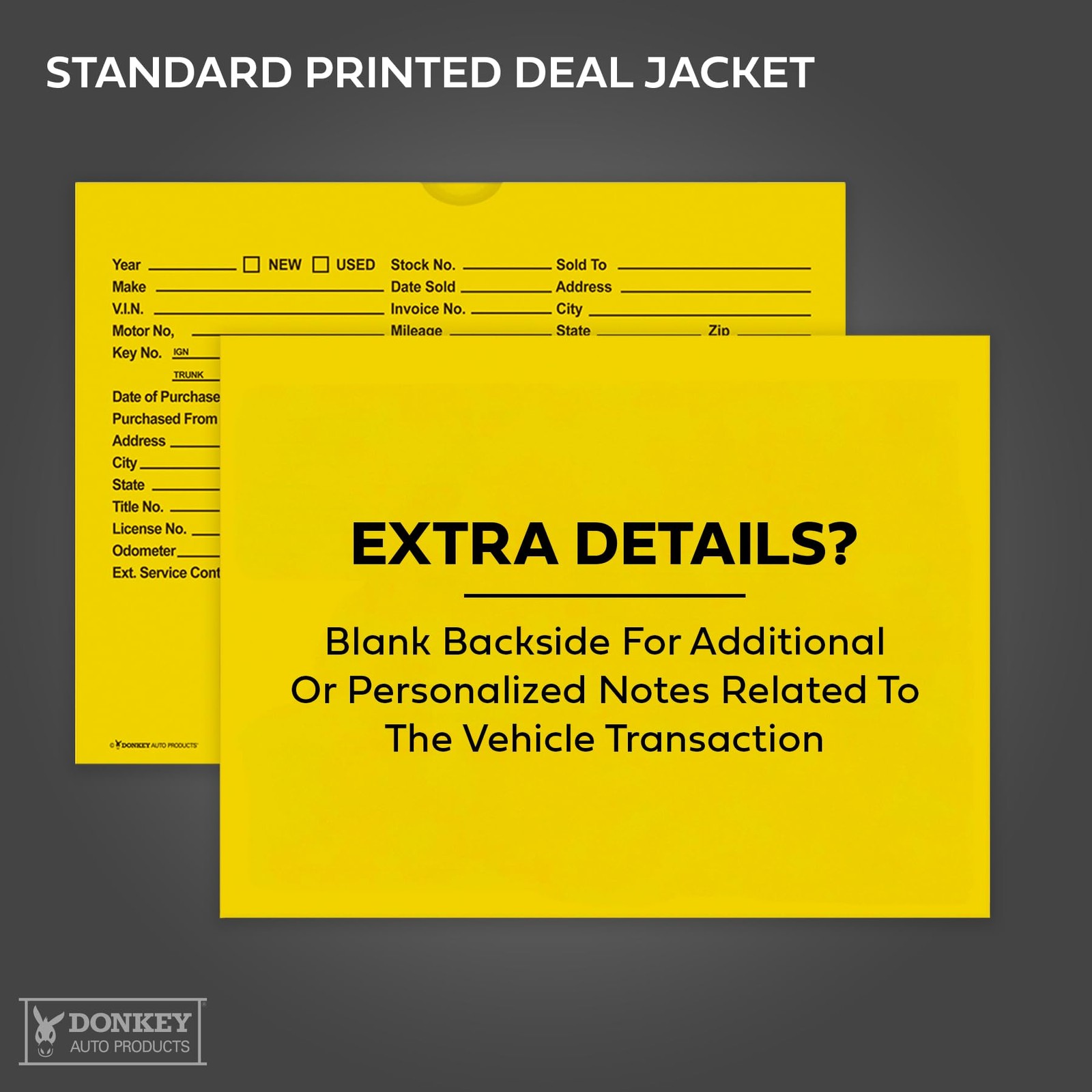 Printed Vehicle Deal Envelopes 9×12 Jackets (100 shrink One Size, Yellow