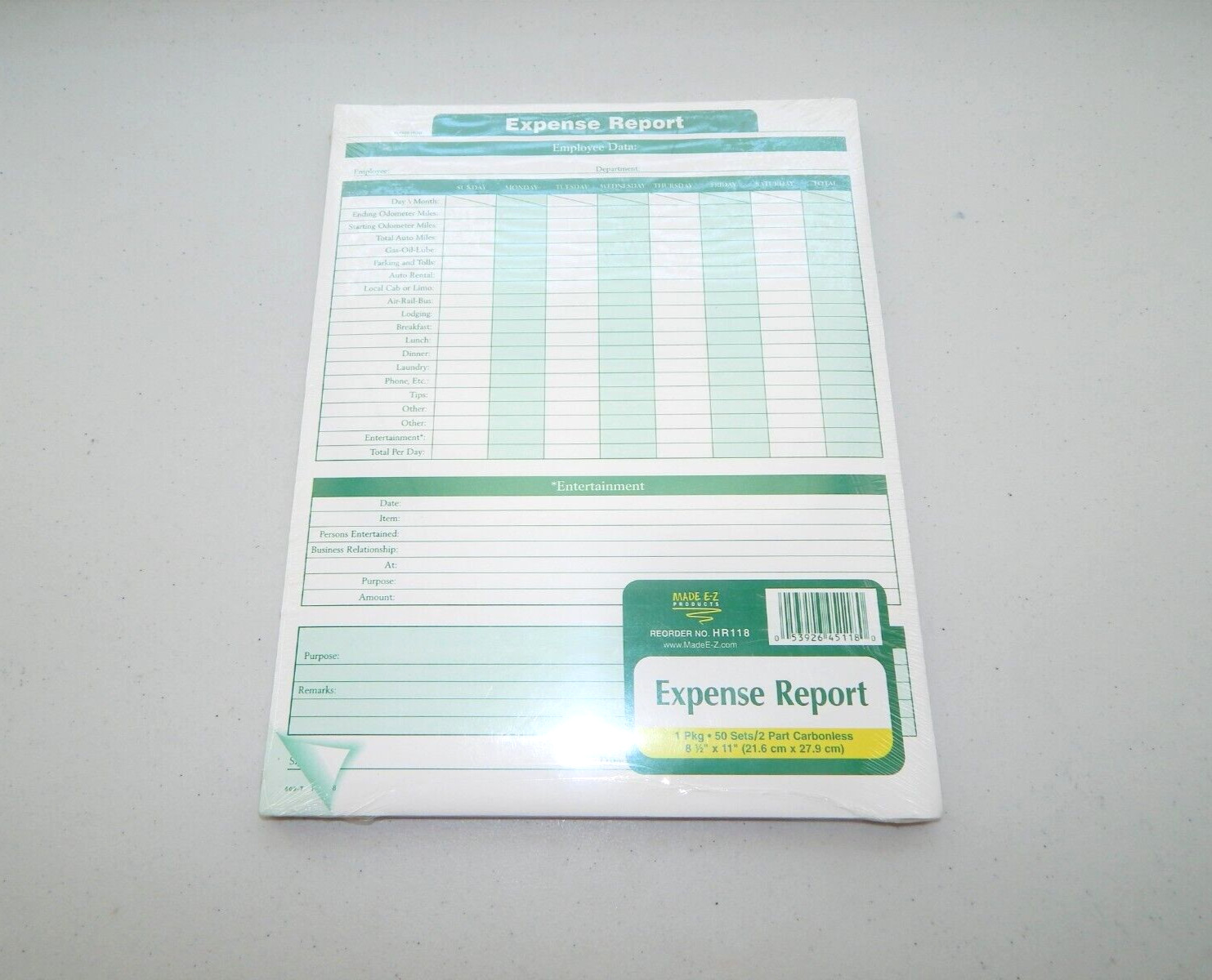 E-Z Products Expense Report Forms 8-1/2″ x 11″ – 50 Sheets FREE SHIPPING