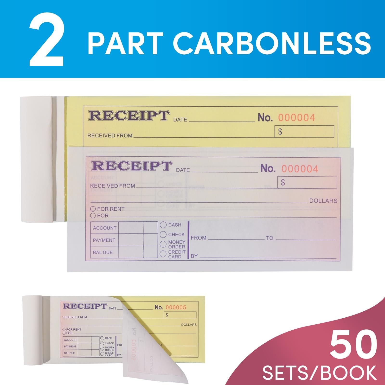 ANABIUP 6 Pack Receipt Book with Carbon Copies, Money and Rent Book…