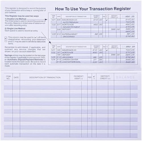 24 PCS Check Registers for Personal Checkbook, Easy to Read Checkbook Register
