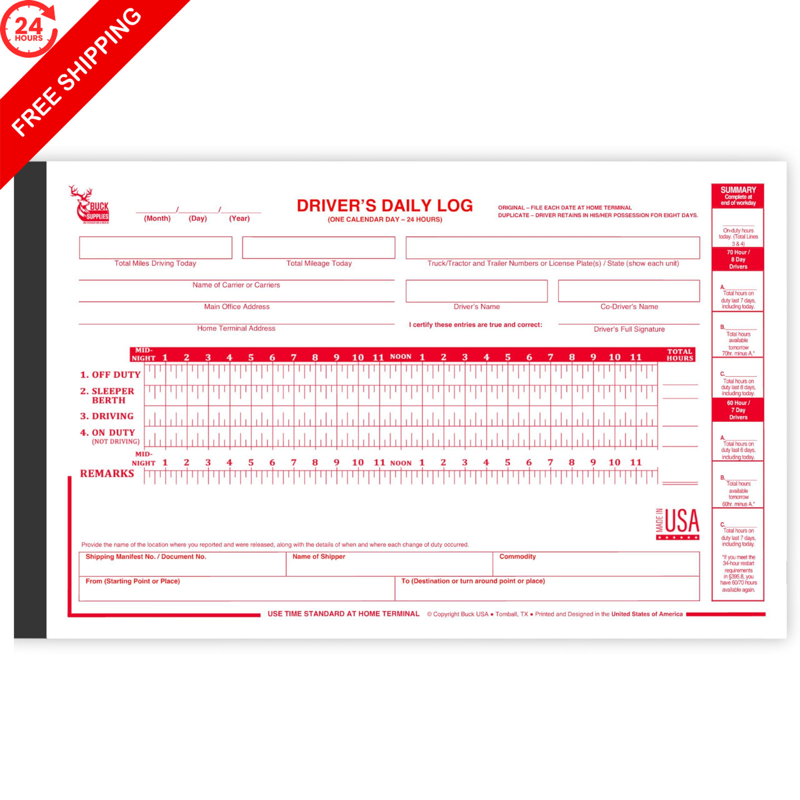 Driver Daily Log Books for Truck Drivers with 7 & 1 Pack, Driver’s