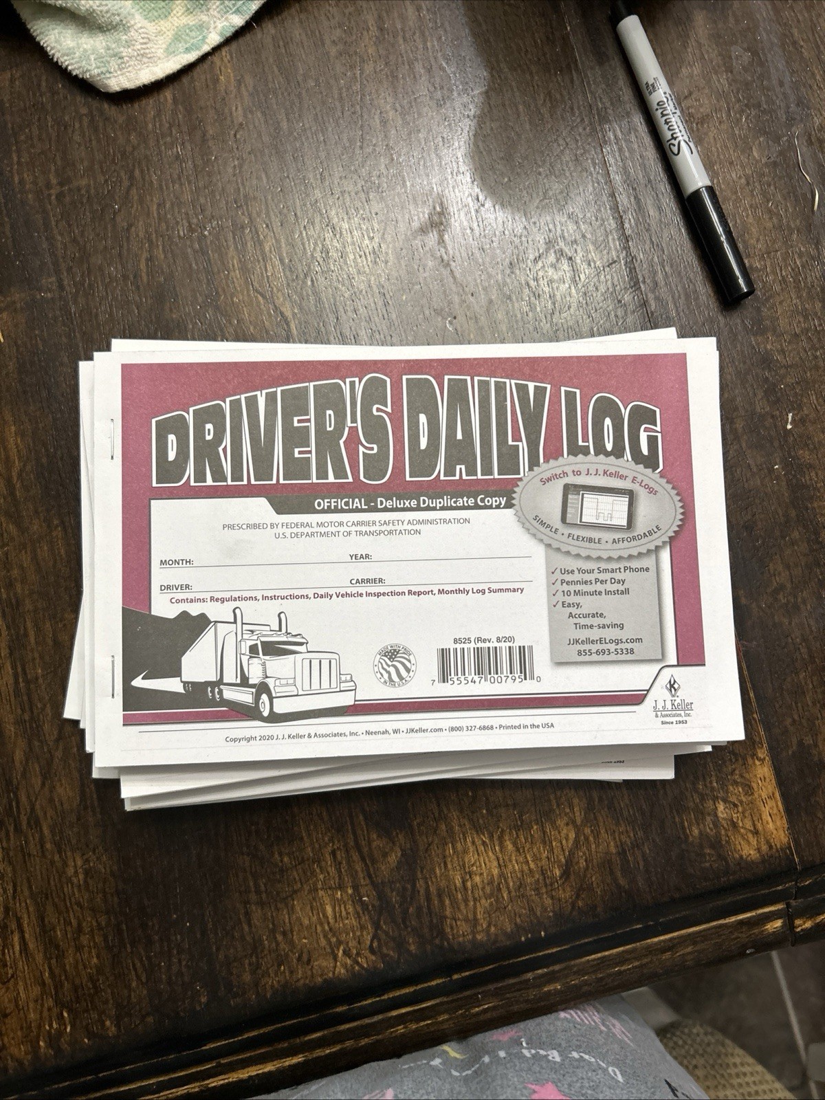 J.J. Keller & Keller Daily Log Duplicate With Carbons, 31 Sets/Book x3