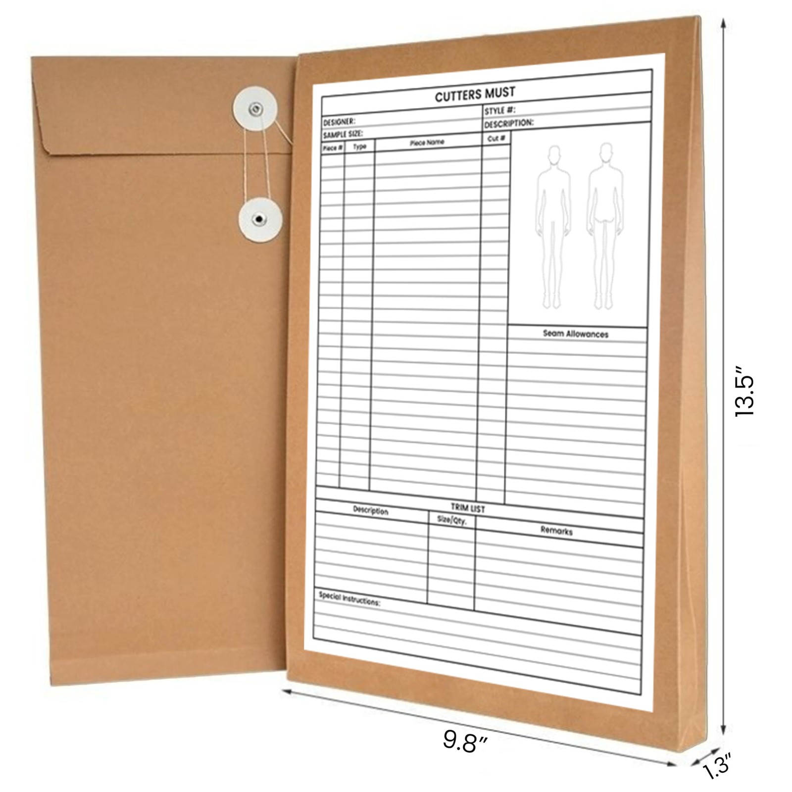 Cutter’s Must Form, Pack of 20 with Kraft String 9.8 x 13.4 inches, Brown