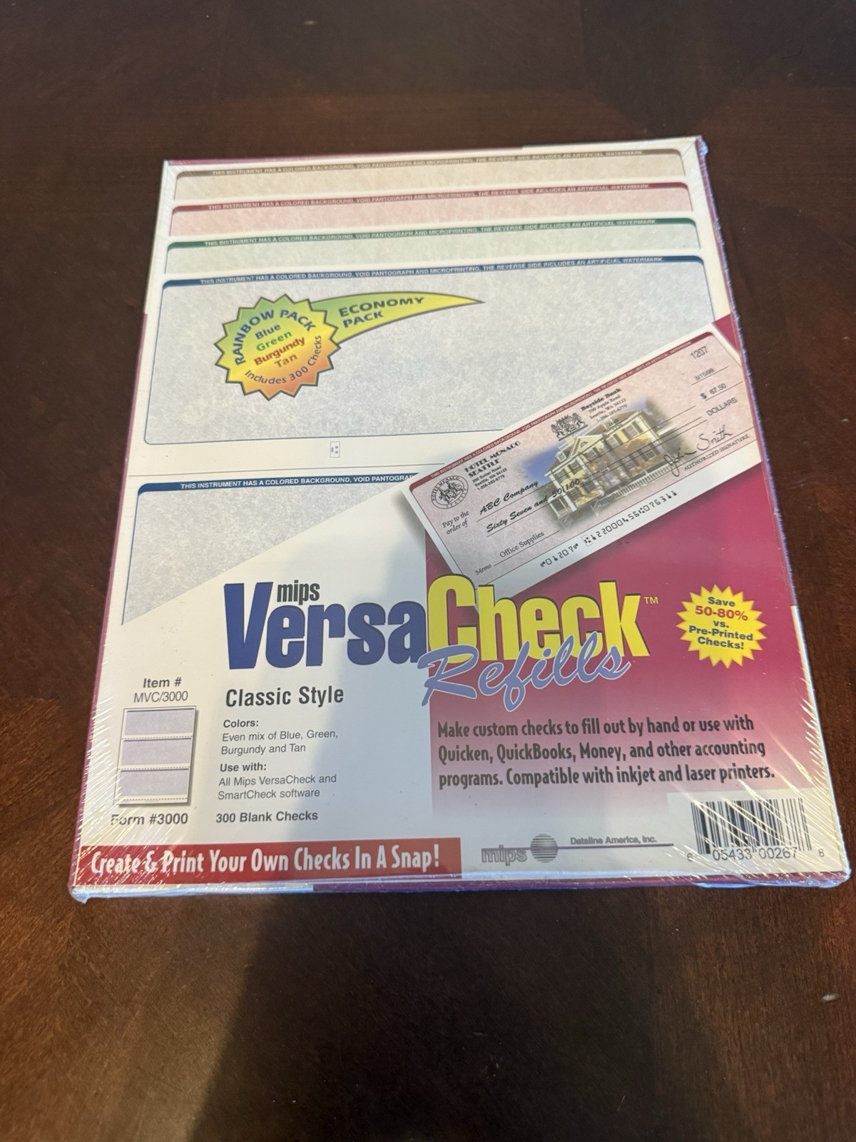 Mips VersaCheck Refills Form 3000 Classic Style Rainbow Pack 300 Blank Checks