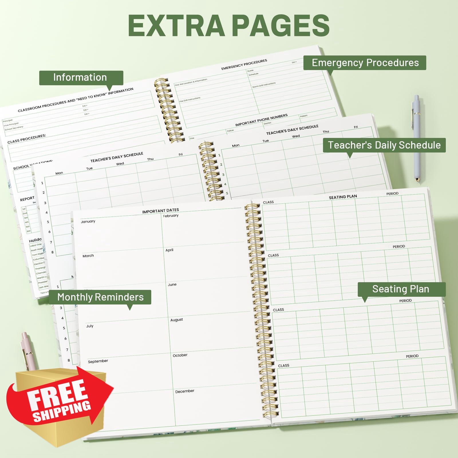 SUNEE Teacher Class Record Book for 11-12 weeks, 36 Names, 8.5×11 Inch, 104 P…