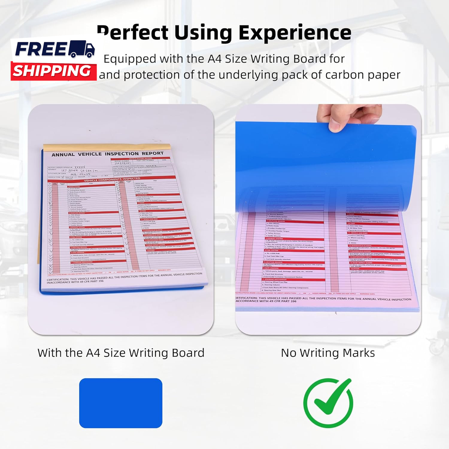 Annual Vehicle Inspection Report Form 3 Ply Carbonless Form and Hardboard