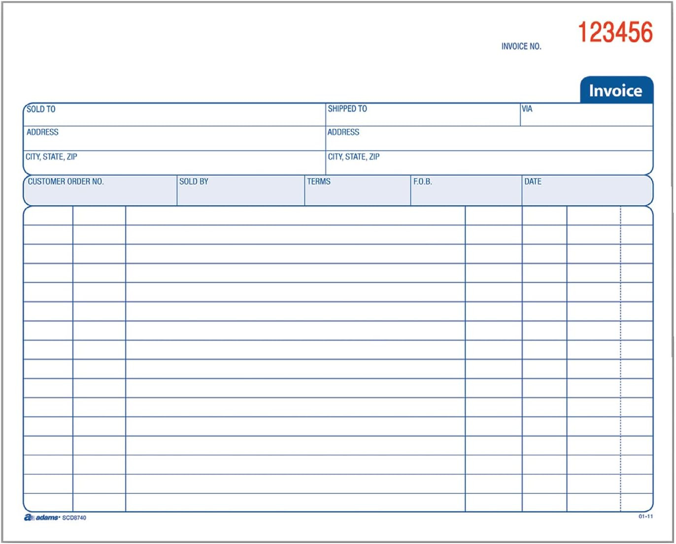 Adams Spiral Invoice Book, 8 1/2 X 7 1/4 Inches, 2-Part, Carbonless, White/Canar