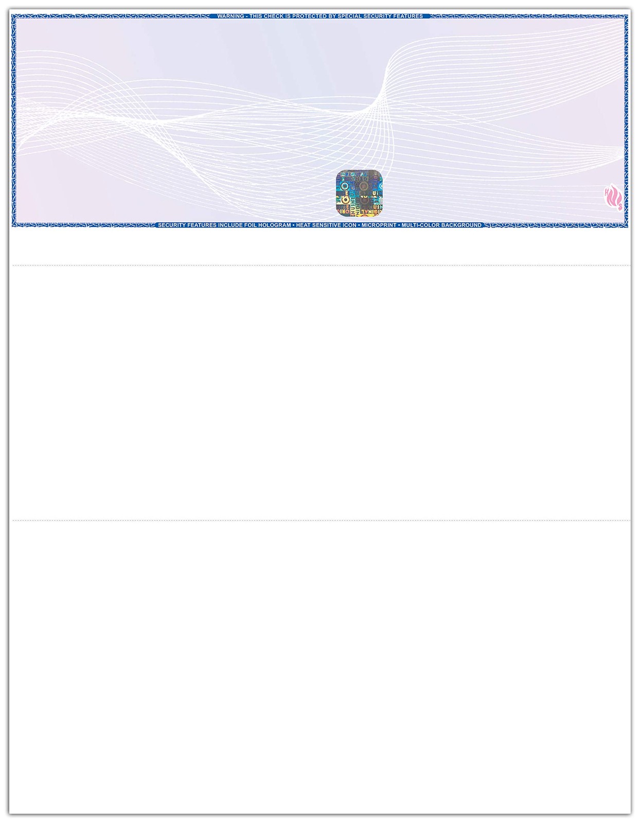 EZ Checks High Security Check Paper with Hologram & at Top, Blue/Maroon