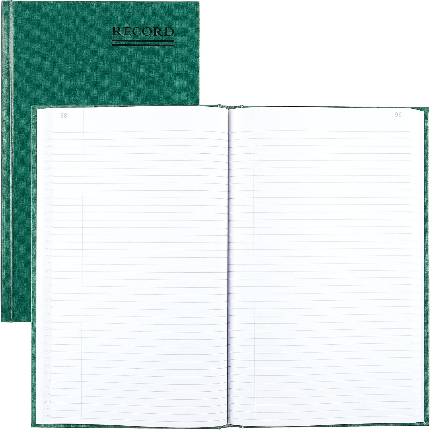 NATIONAL Emerald Series Record Book, Green Canvas Cover, 300 Pages, 12.125″ X 7.