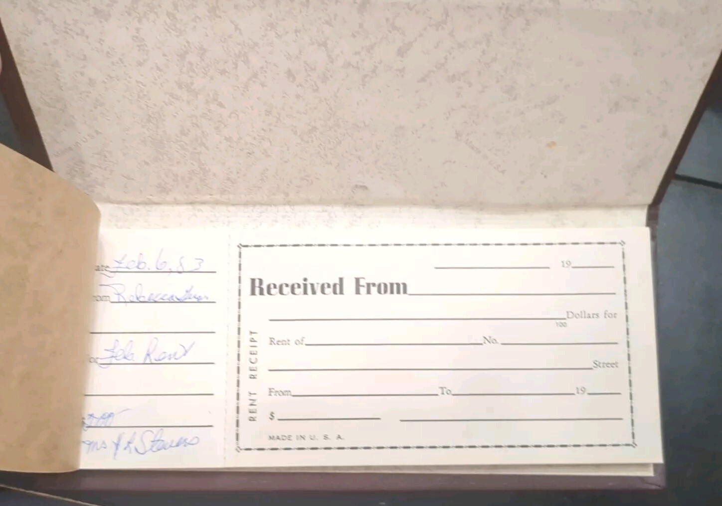 Springfield Rent Receipt Hardcover Vintage 1980’s Receipt Booklet