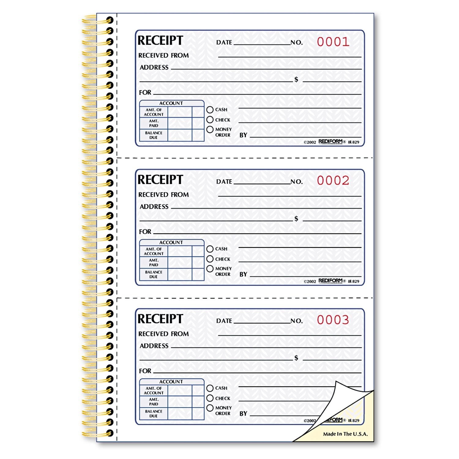 Rediform Gold Standard Money Receipt Book, 2.75″ x 5″, 225 Numbered Duplicate…