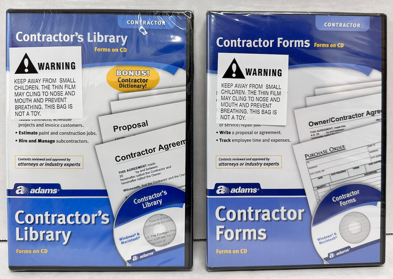 NEW Adams Contractor Business Forms BUNDLE (Bids, Quotes, Library & Forms)