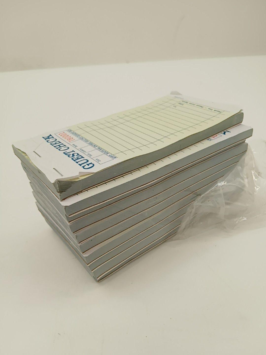 Guest Check Numbered Receipt Books Pads CT-G7000 Restaurant Lot Of 10 Green