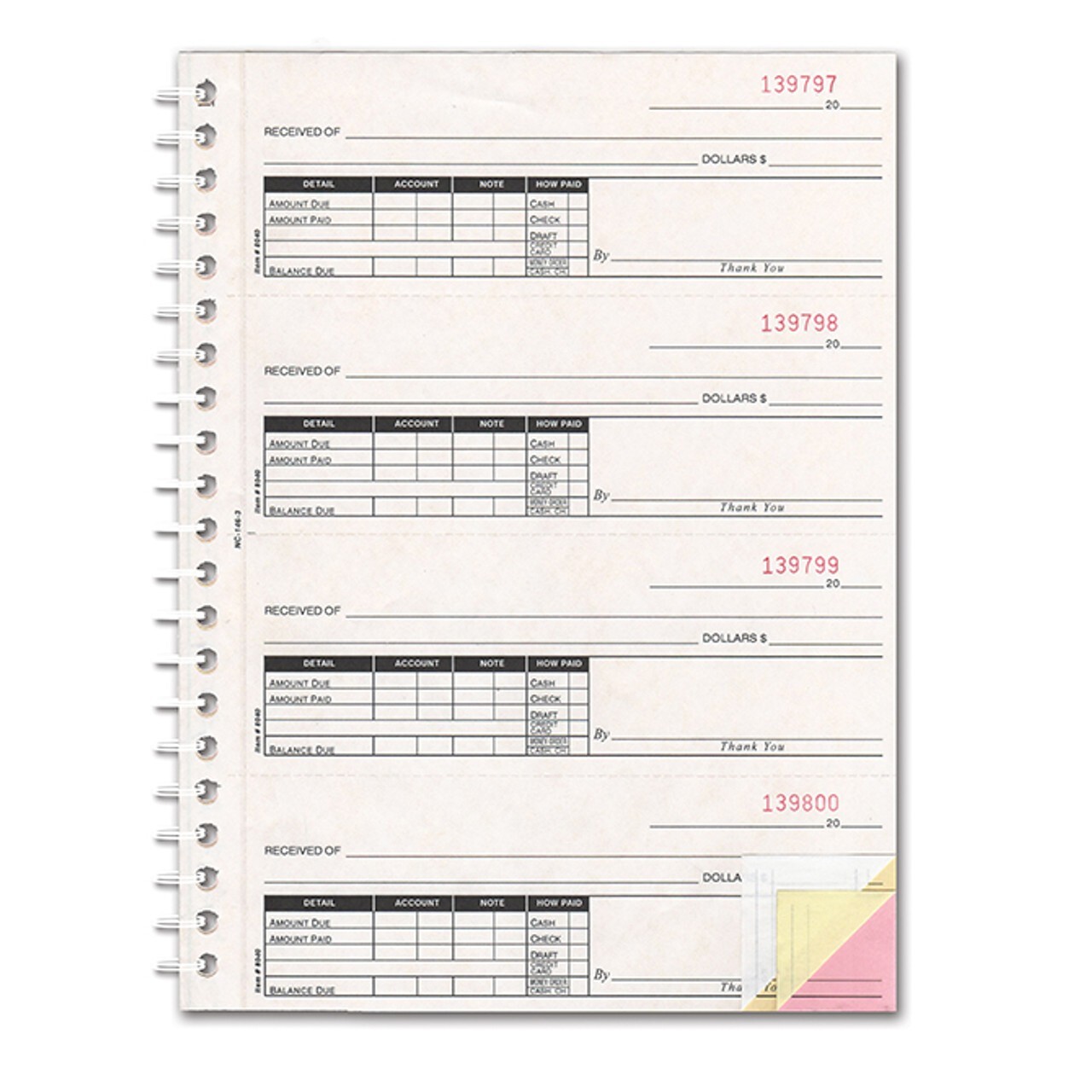 Cash Receipt Books – 2 Part, 8 1/2″ x 11″, 1 Each