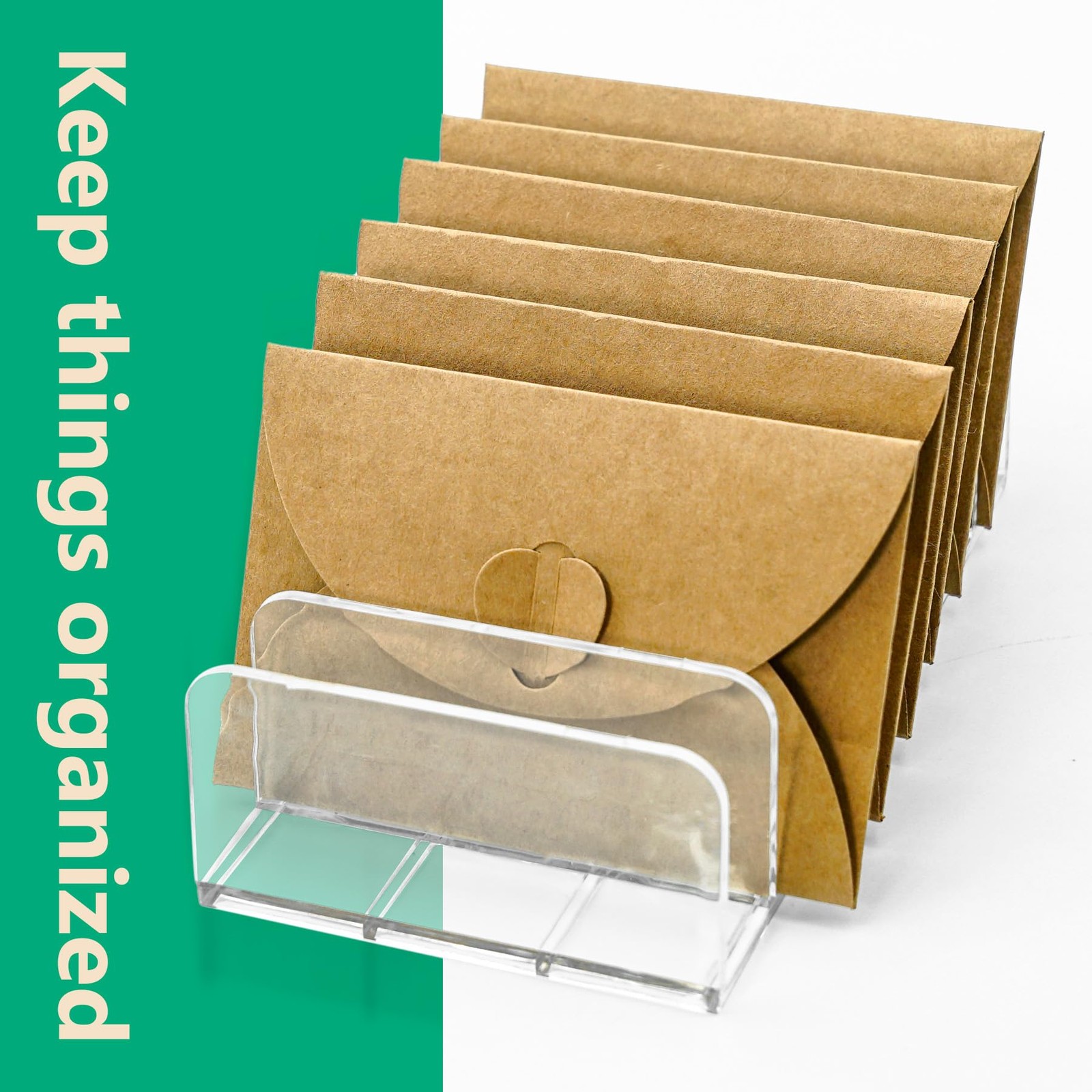 2 Packs Acrylic Mail Organizer Plastic Desk Cash Tray,7 Section Transparent