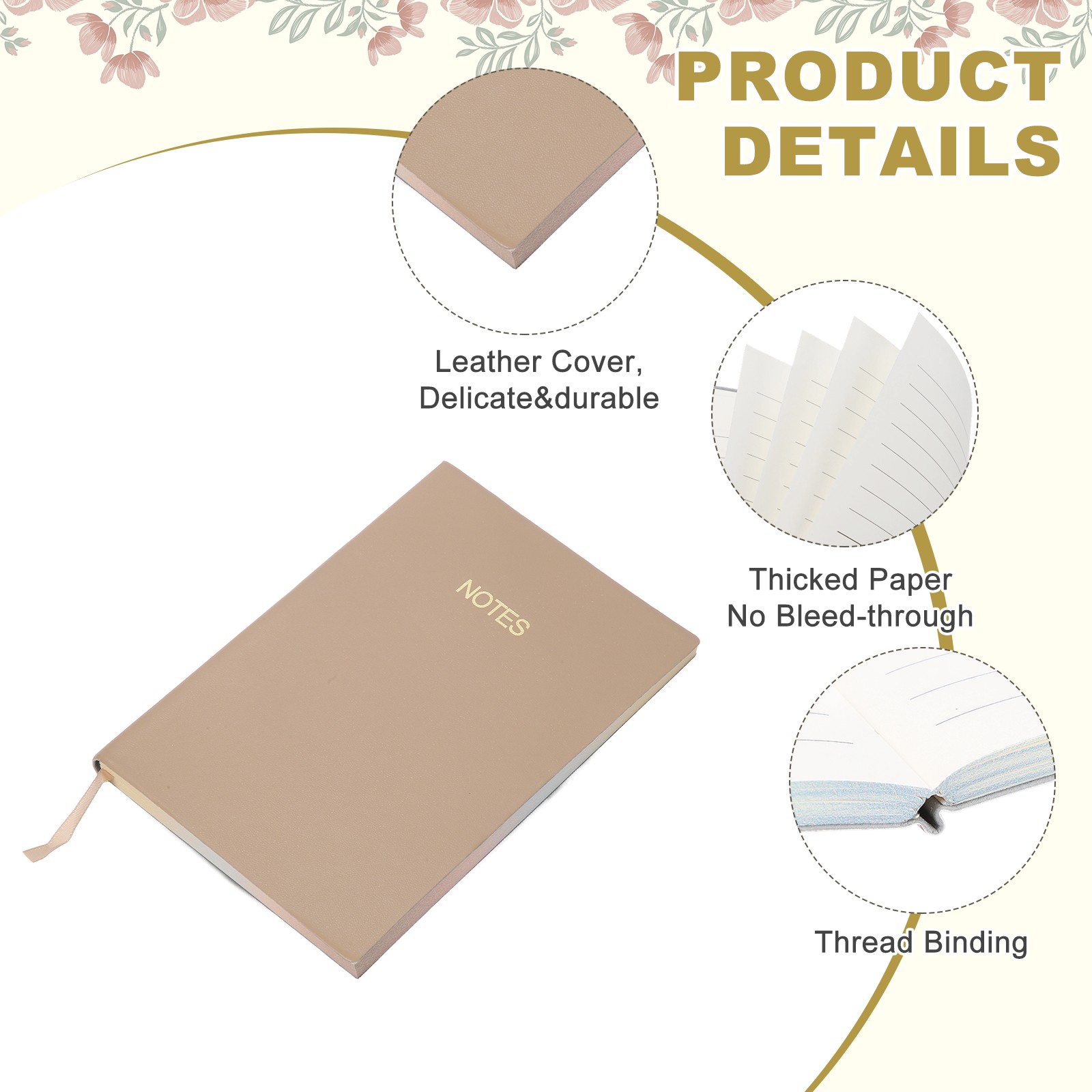 Line Notebook, C6 Pocket Journal Notebook, Light Coffee