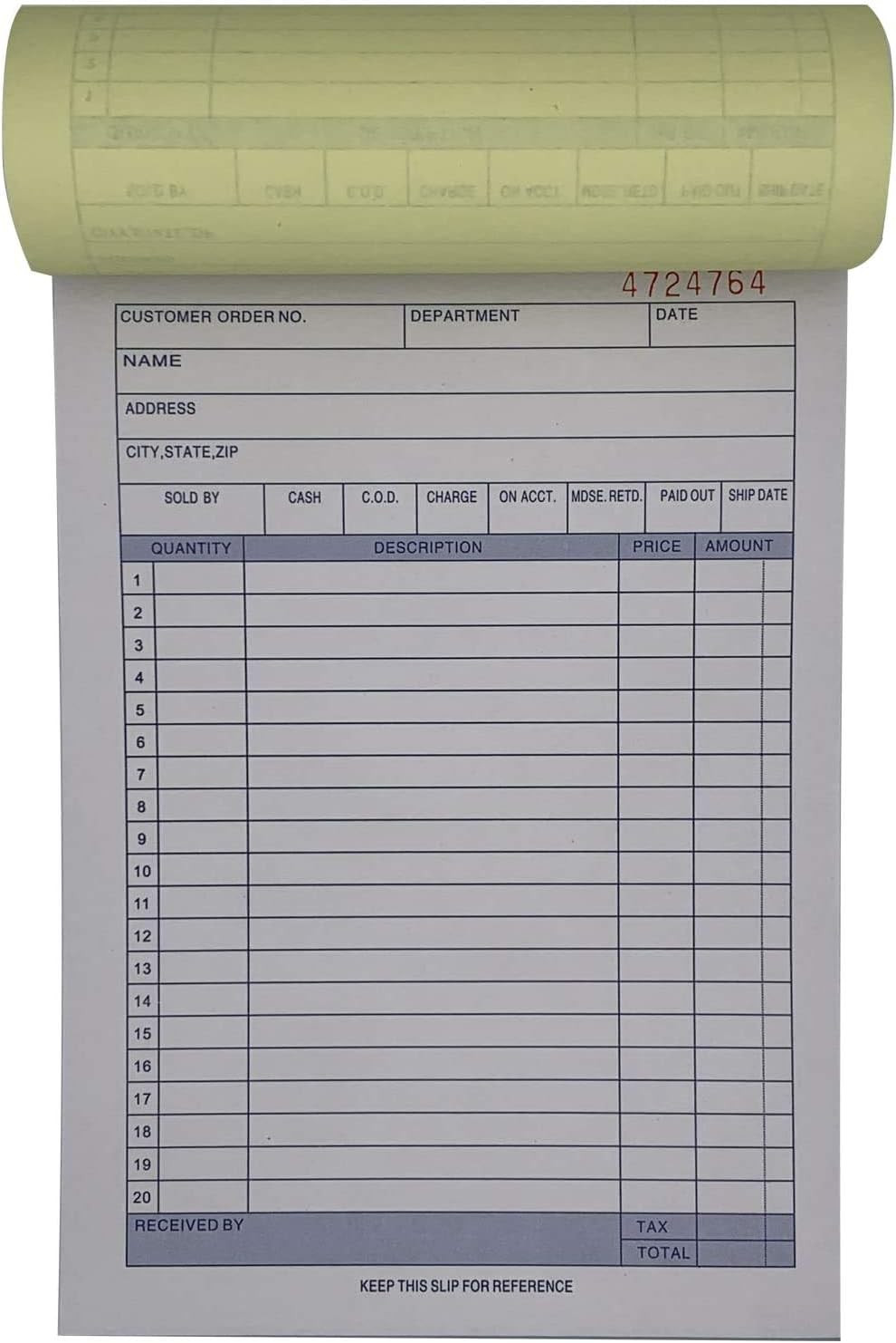 20 Pack Large Sales Order Book Receipt Invoice Duplicate Carbon Copy 50 Sets 5.5