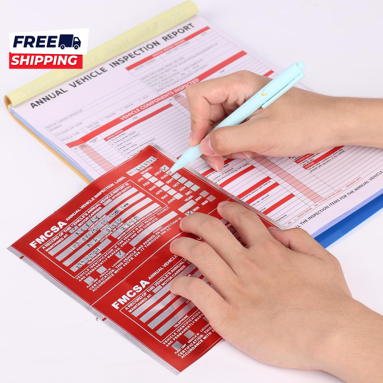 Annual Vehicle Inspection Report Form 3 Ply Carbonless Form and Hardboard