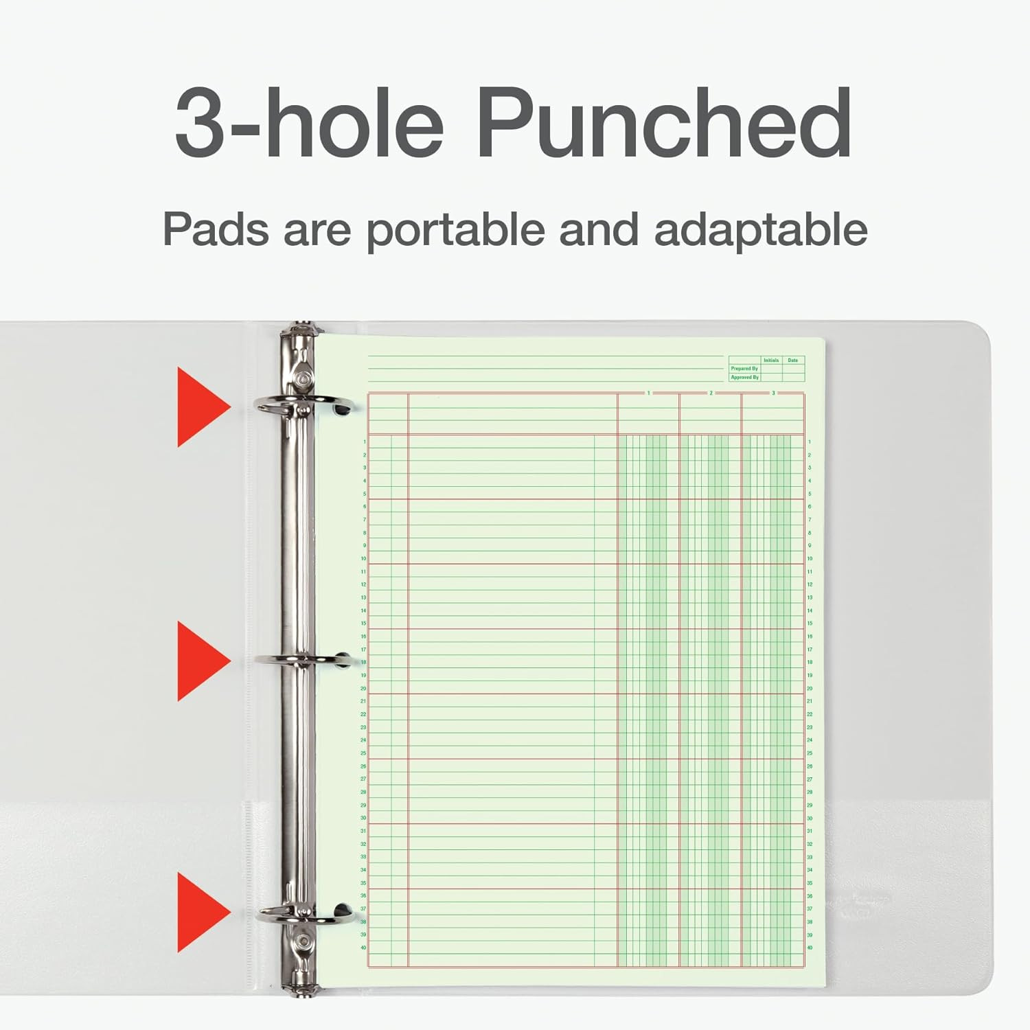 Columnar Analysis Pad, 3 Column, 8 1/2 X 11, Single Page Format, 50 Sheets/Pad (