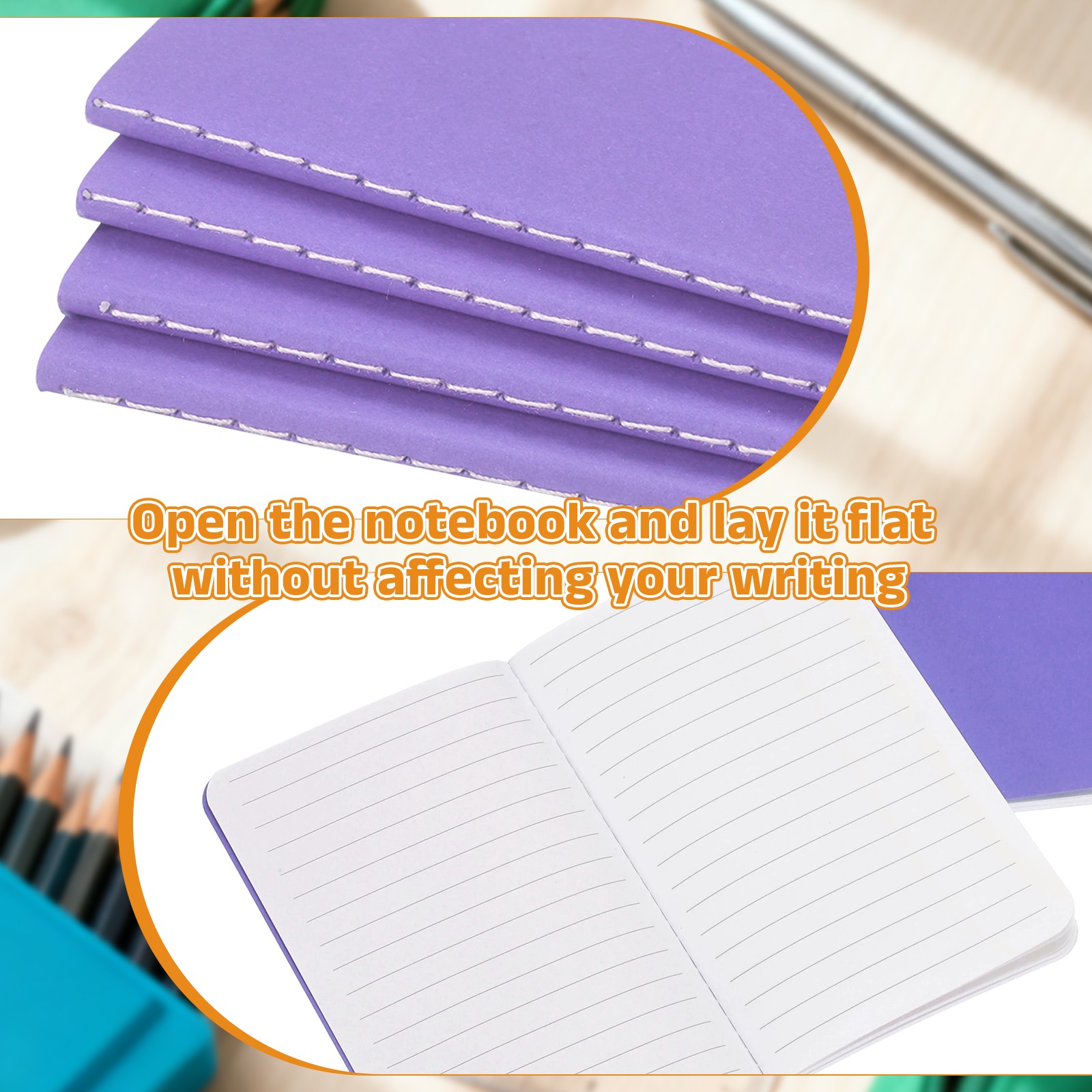 4 Pack A6 Notebook, A6 Journal Mini Notebook Pocket Kraft,Purple