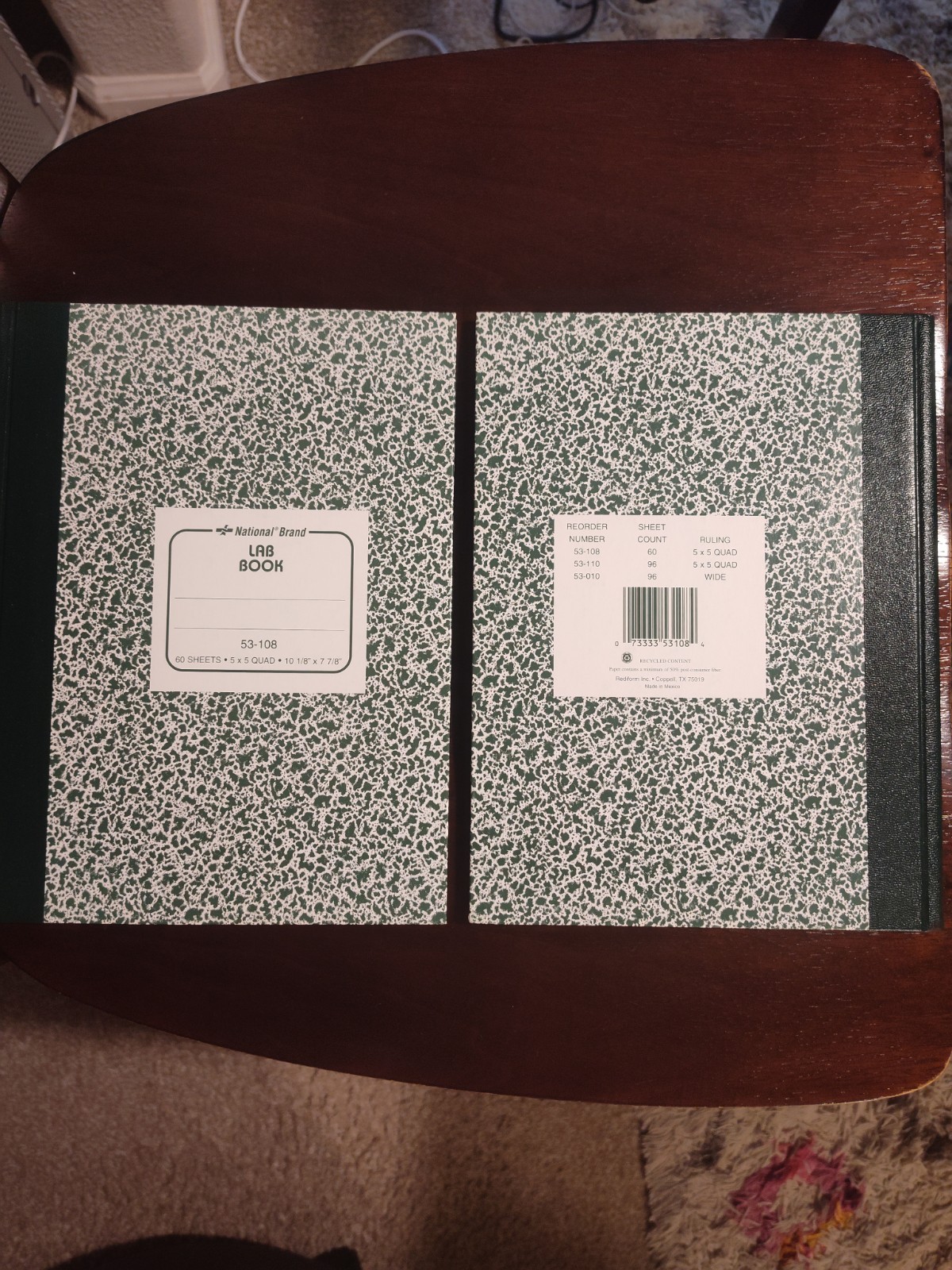 National 53-108 Lab Book, 10-1/8 x 7-7/8″, 60 Sheets, 5×5 LOT OF 2 NEW