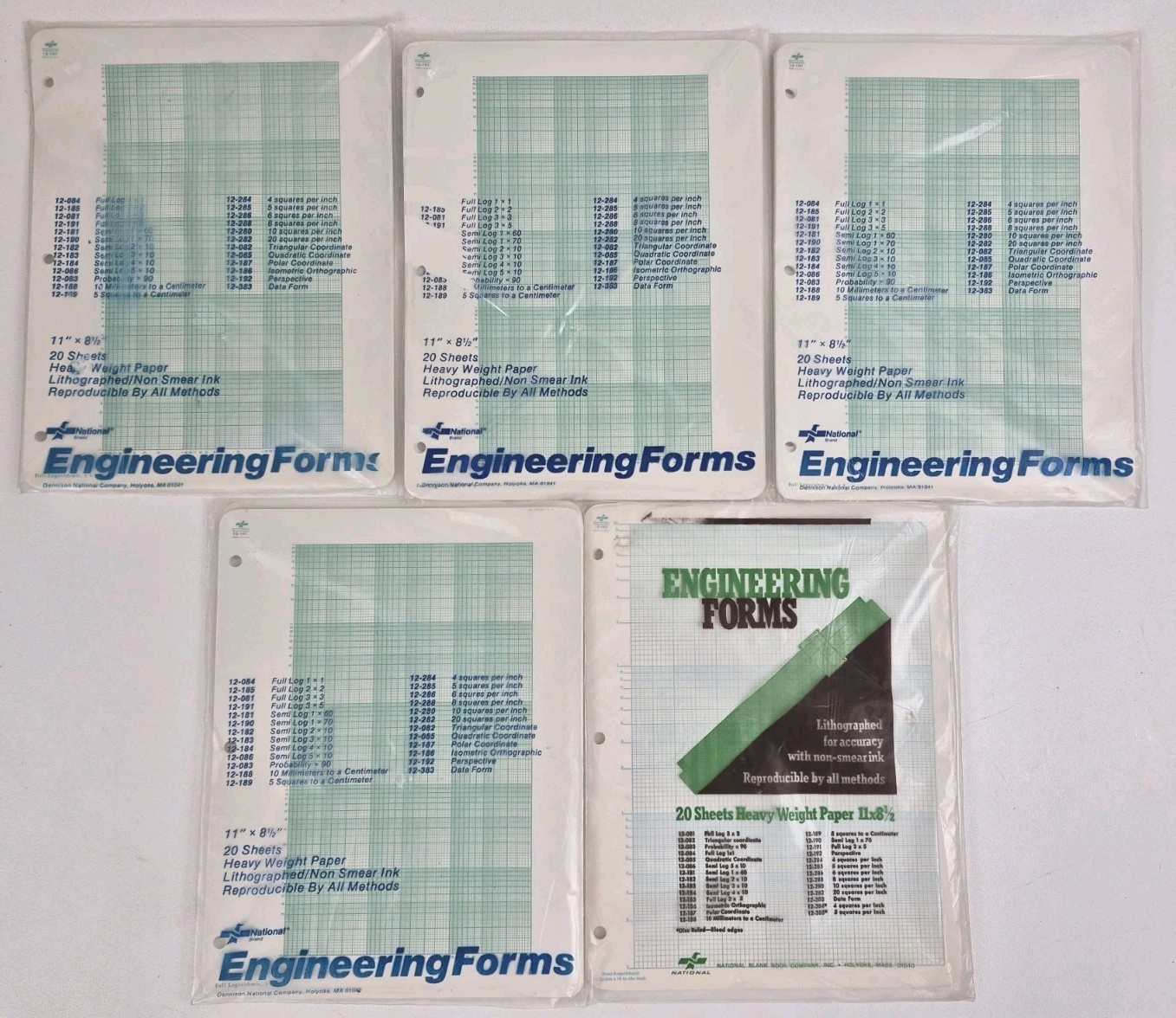 Engineering Forms Logarithmic Graph Paper Lot 100 Sheets 11×8.5 Vintage
