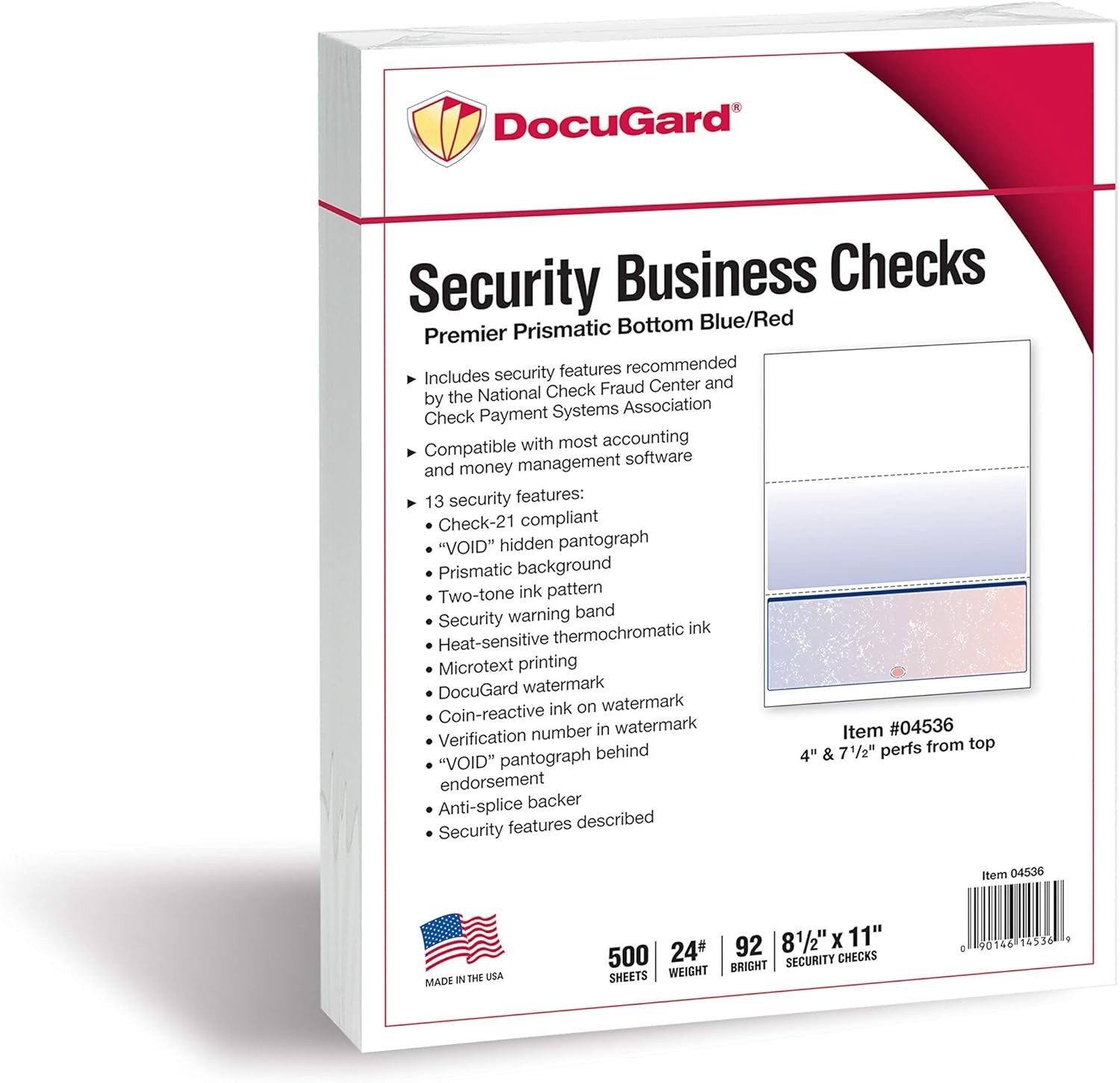 Professional Business Check Paper – 500 Blue/Red Checks with Security Features