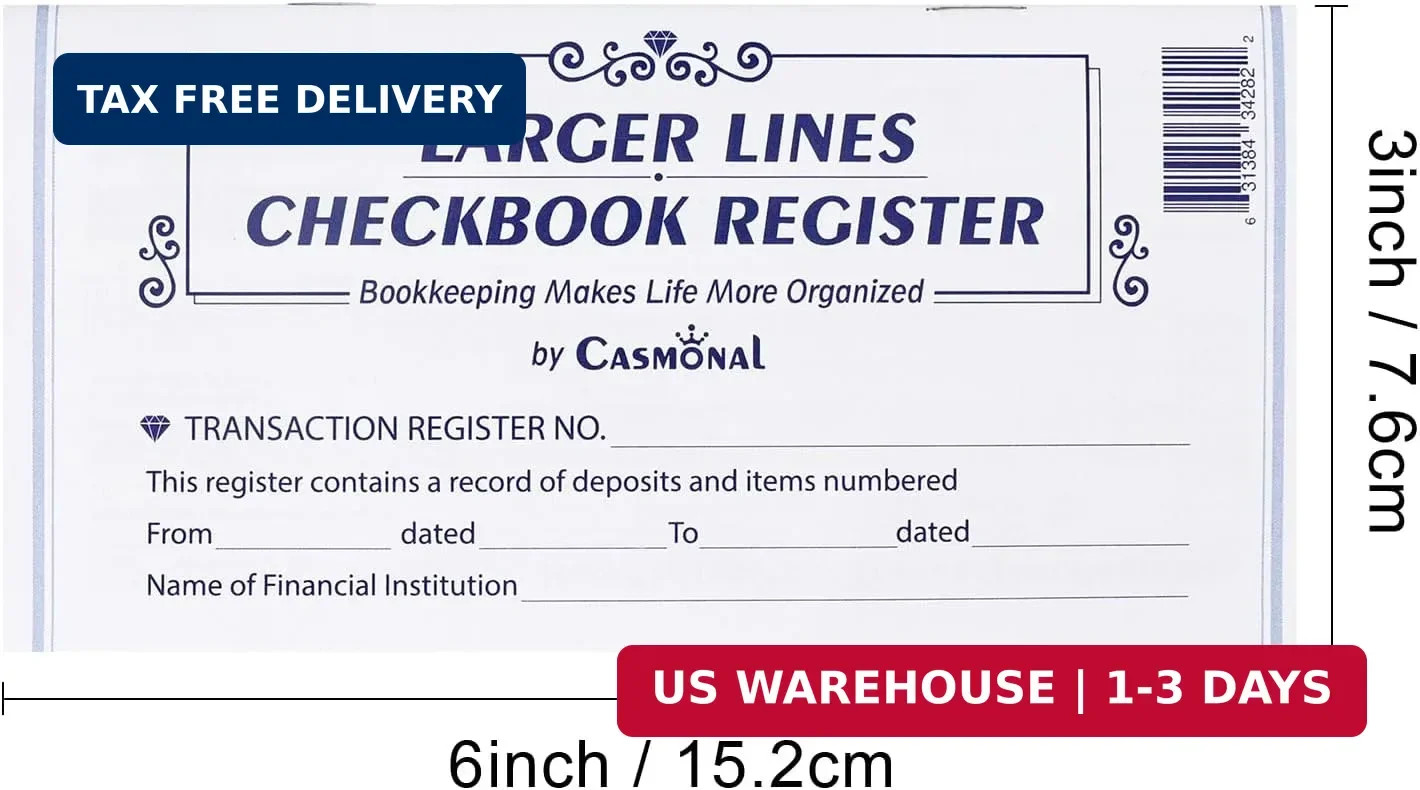 20 Pack Checkbook Register Check Registers for Personal Blank Ledger Transaction