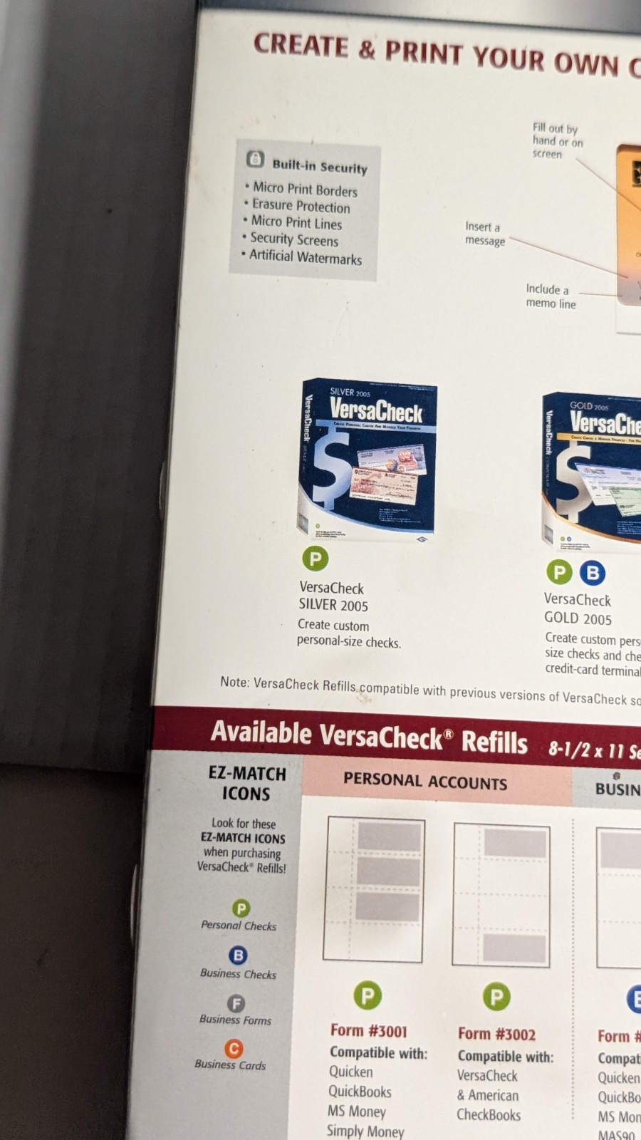 VersaCheck Blank Business Checks Refills Form 3000 Prestige 750 Checks 250 Sheet