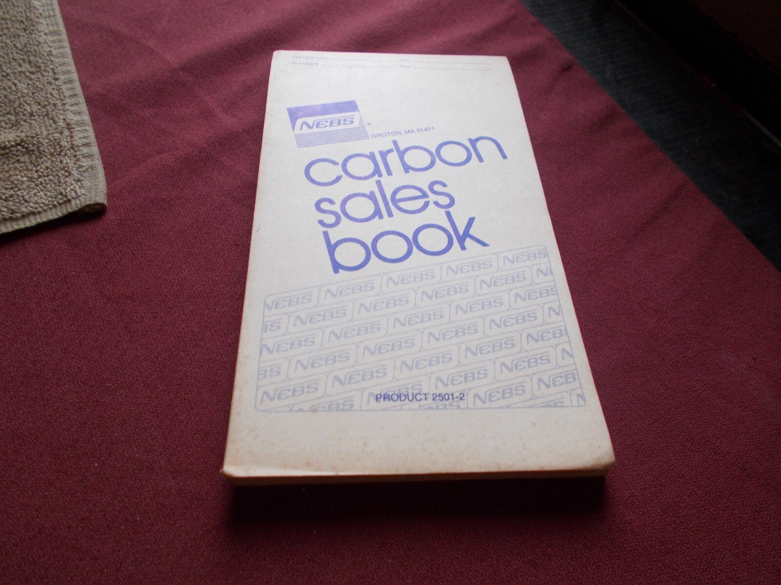 VGT NOS 1987-89 ADVERT. CARBON SALES BOOK RECEIPT BOOKLET NEBS J&J GLASS REPAIR