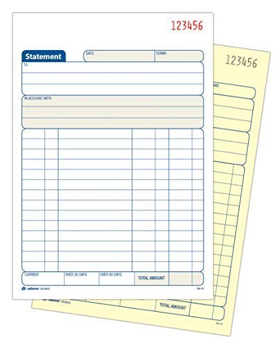 Carbonless Statement Book, 2-Part, White/Canary, 50 Sets, 5.5×8.5 Inches, 3-Pack