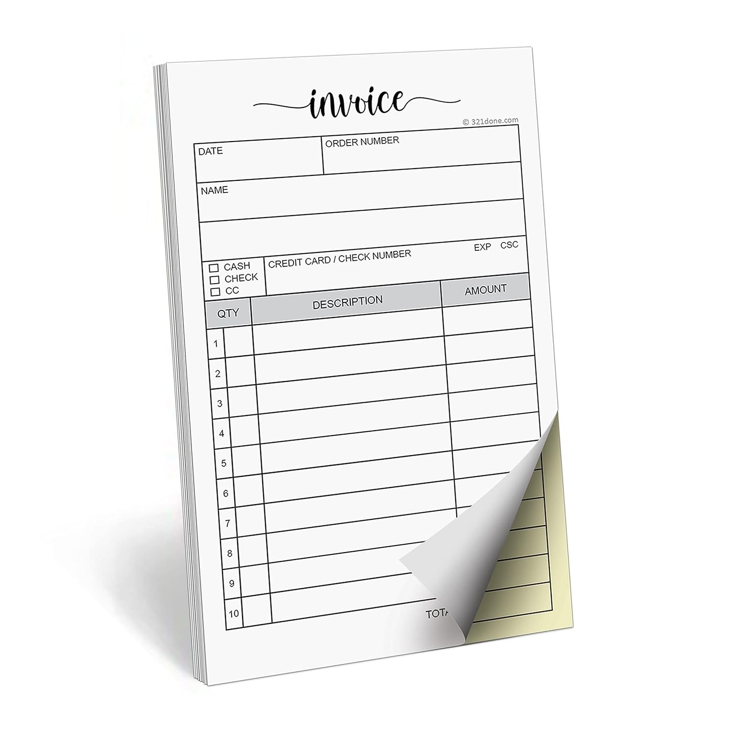 Small Business 2-Part Carbonless Invoice Pad with Carbon Copies