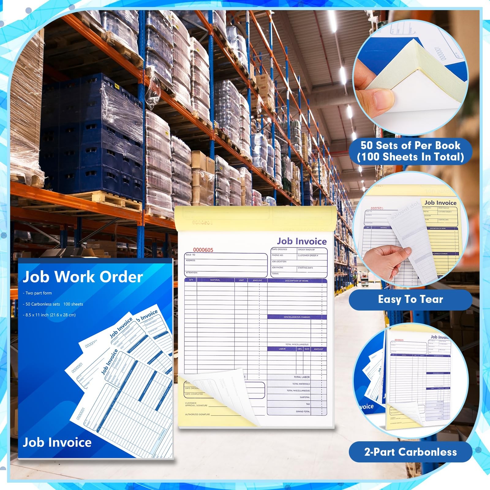 50 Set Job Work Order Forms Invoice