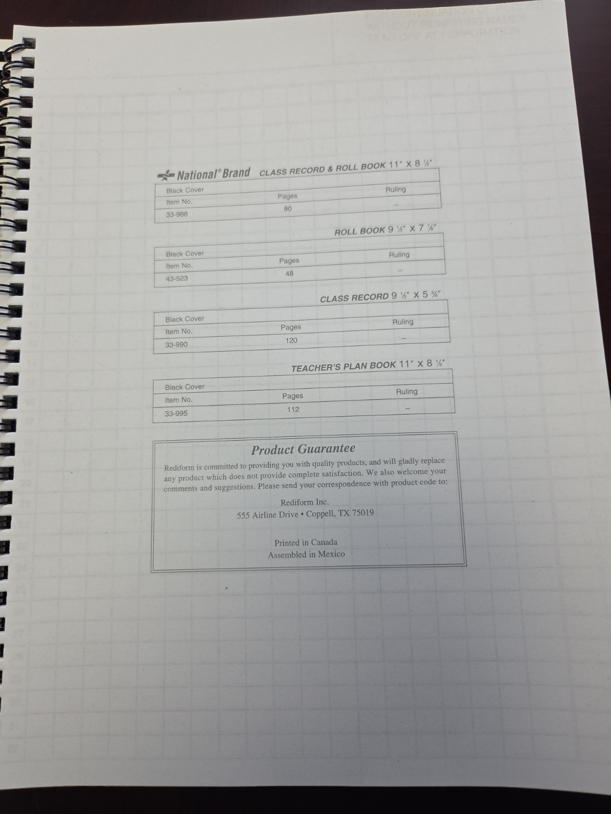 Class Record & Roll Book National Brand