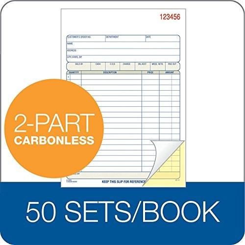 Carbonless Sales Order Book, 2-Part, White/Canary, 50 Sets, 5.5 x 8.5 Inches