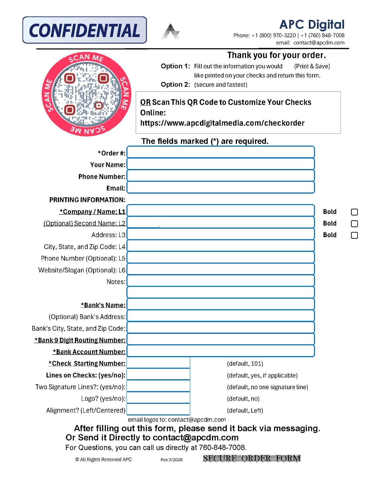 Custom Printed Checks 3 Per Page High Security Checks w Hologram, QuickBooks !