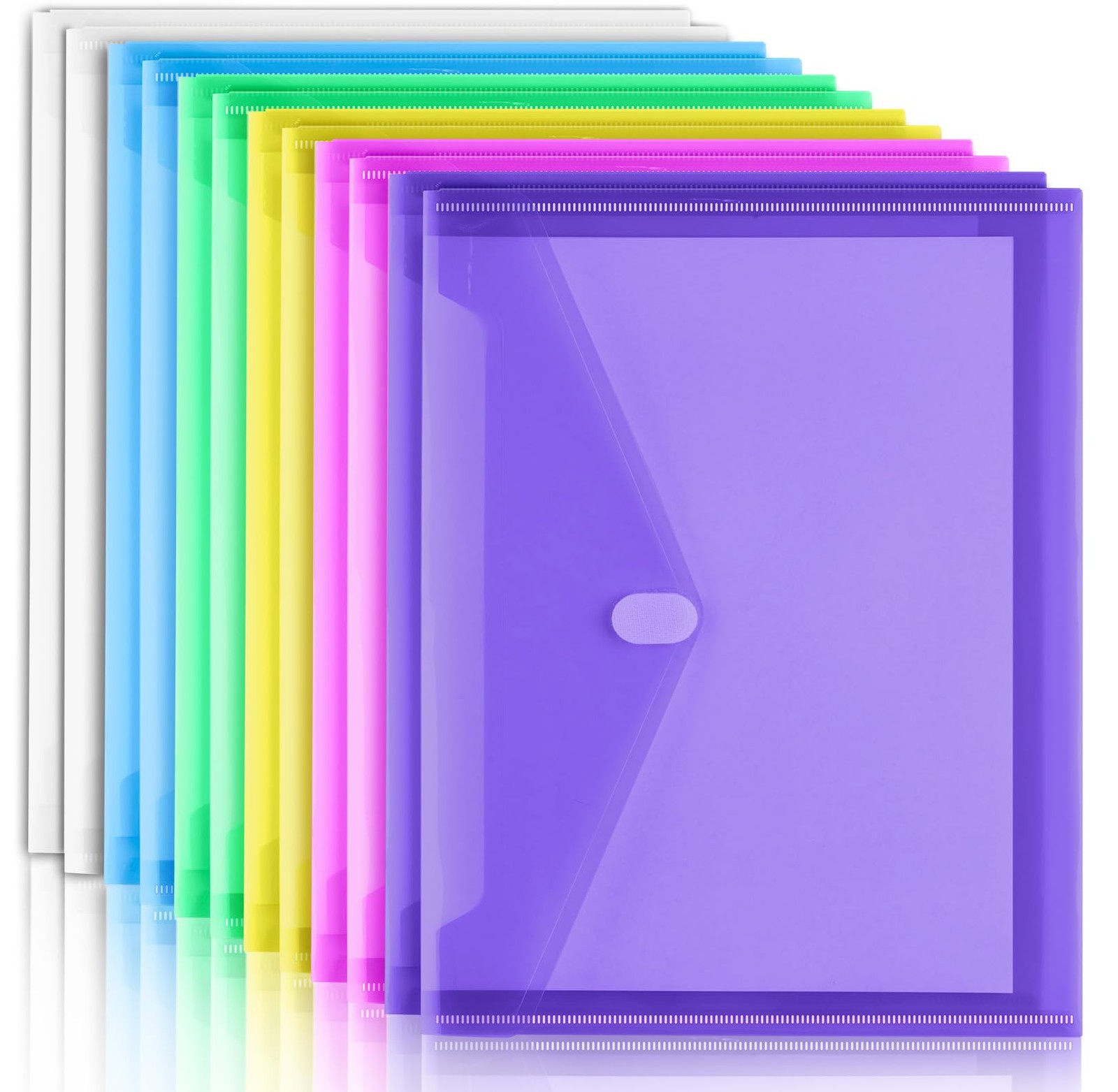 Sooez 12 Pack Plastic Envelopes File letter/a4/legal Sise, Assorted Colored