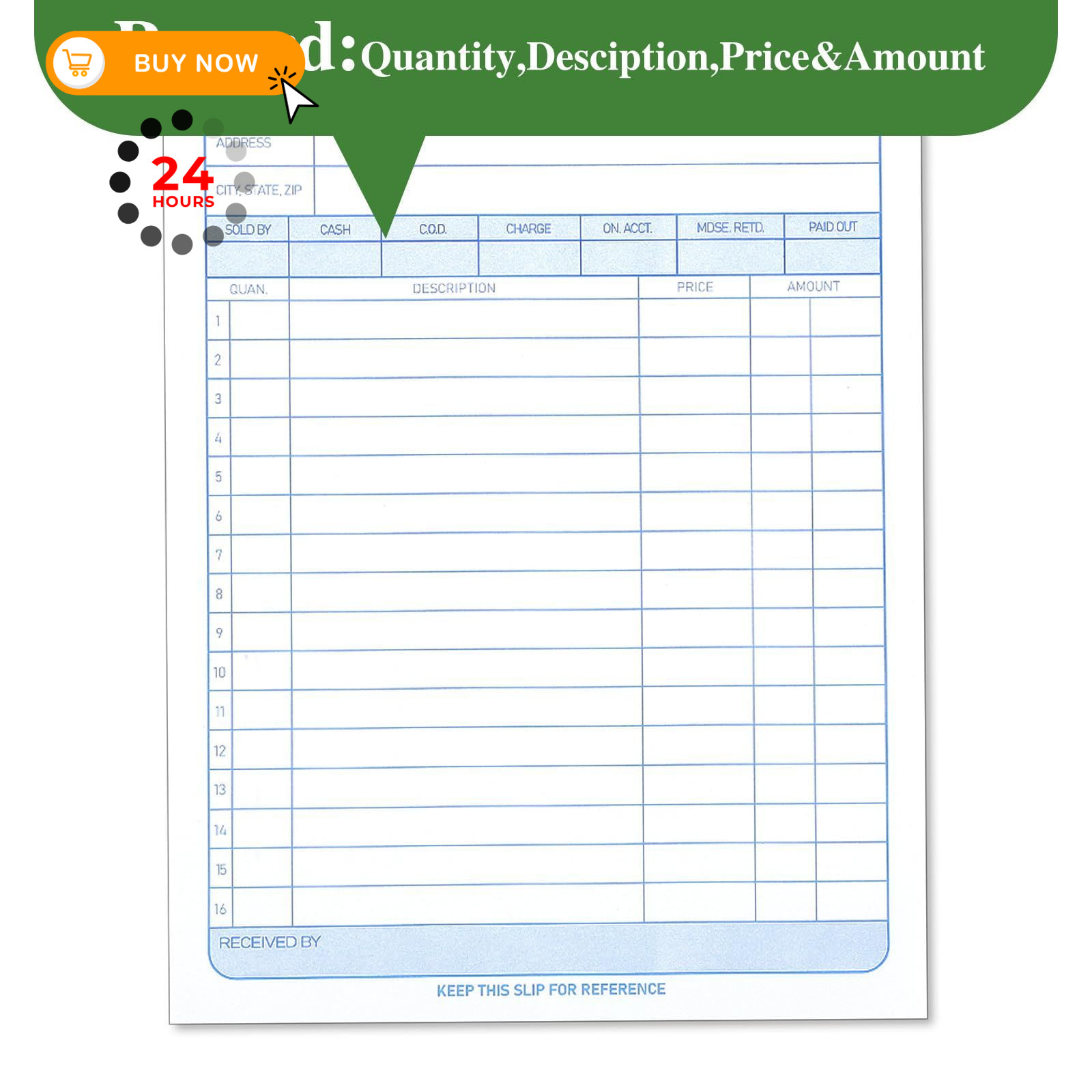 6 Pack Sales Order Book, 5-9/16 x 8-7/16″ Receipt Book with Carbon…