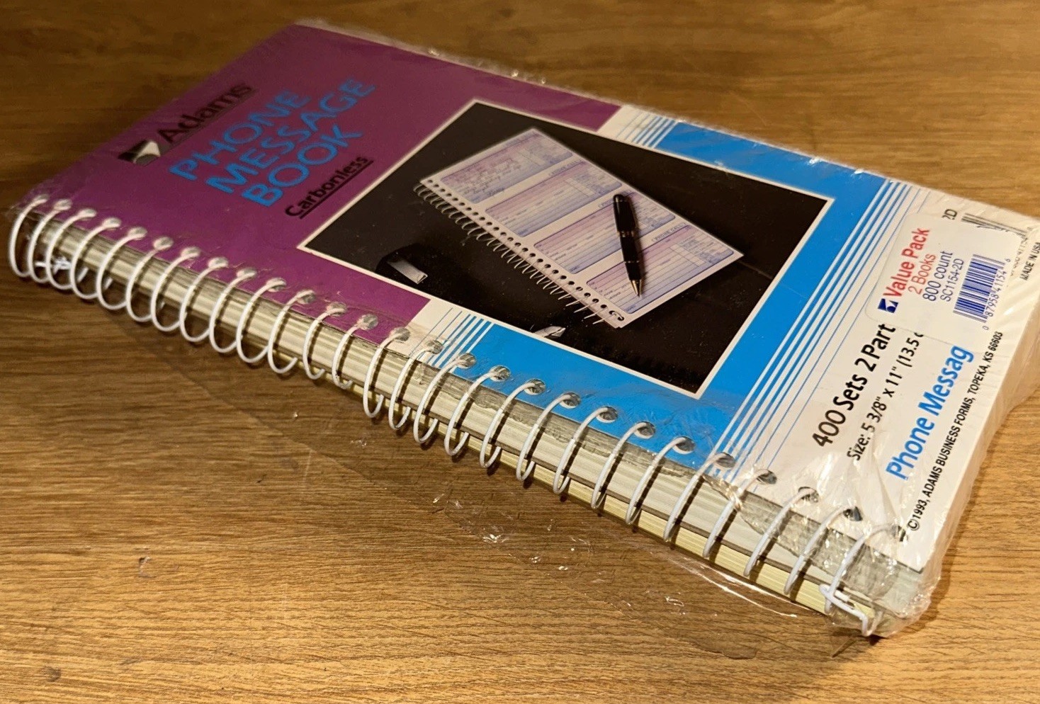 1993 Vintage ADAMS PHONE MESSAGE BOOK CARBONLESS 2 PACK 800 COUNT NEW SEALED