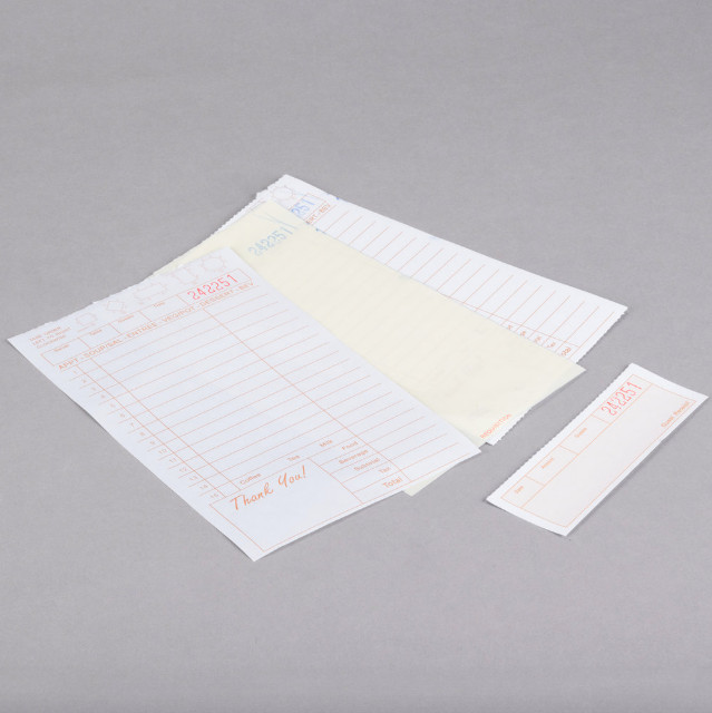(2000-Pack) 3 Part Tan and White Carbonless Guest Check w/ Bottom Guest Receipt