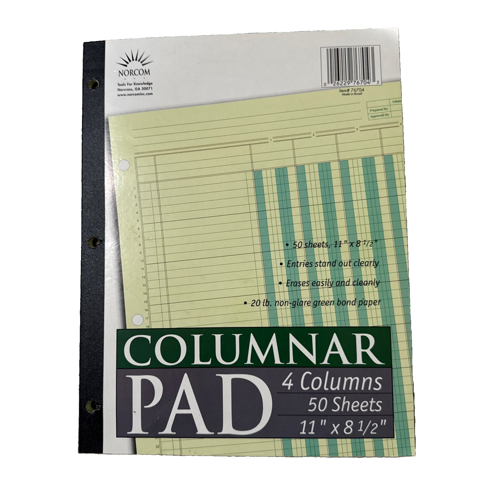 50 Sheets Columnar Ledger Pad 4 Columns Letter Size 8.5″ x 11″.