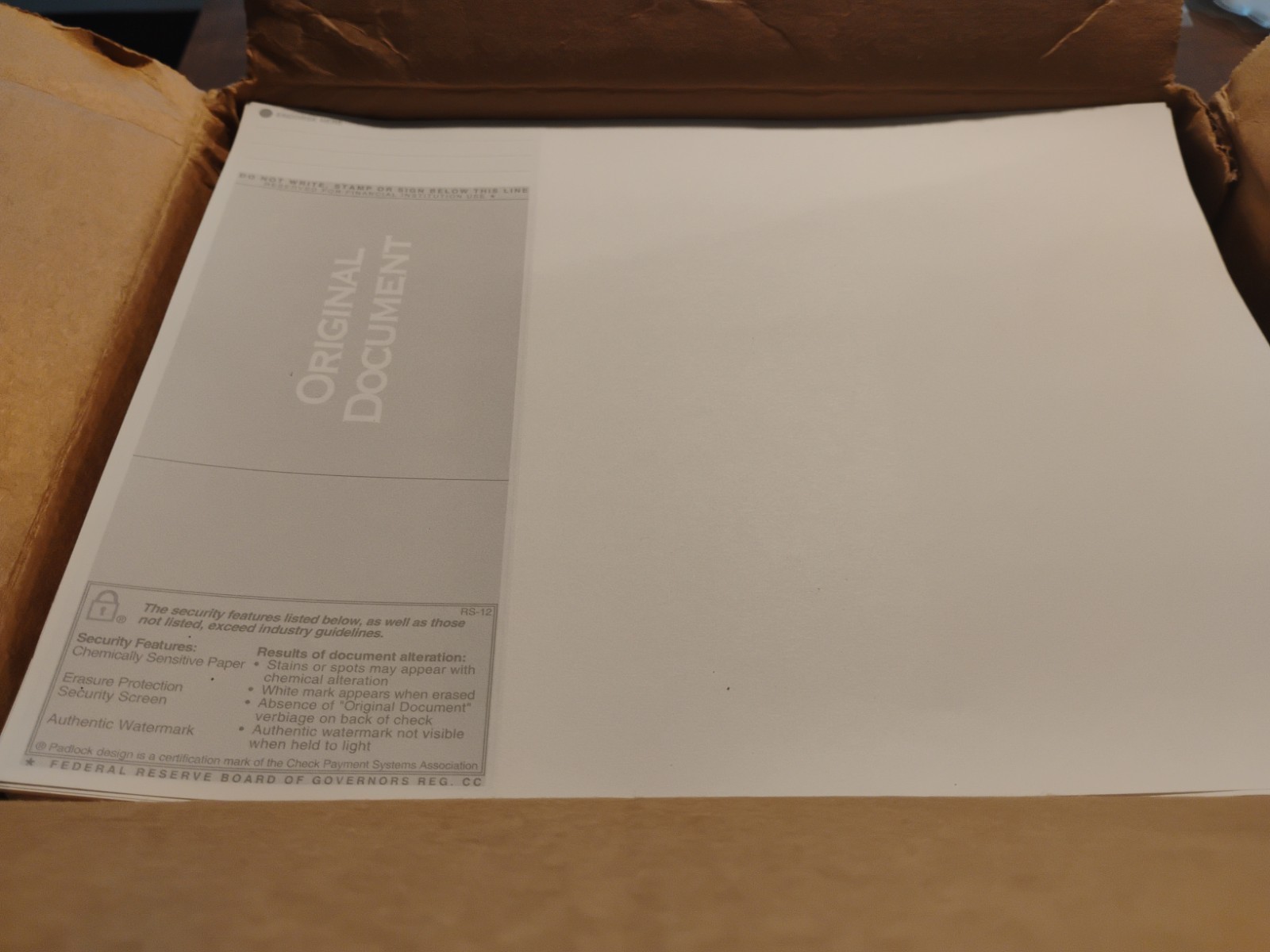 Three Part Security Business Checks 8.5×11 Blue Top Open Box Of 1,000