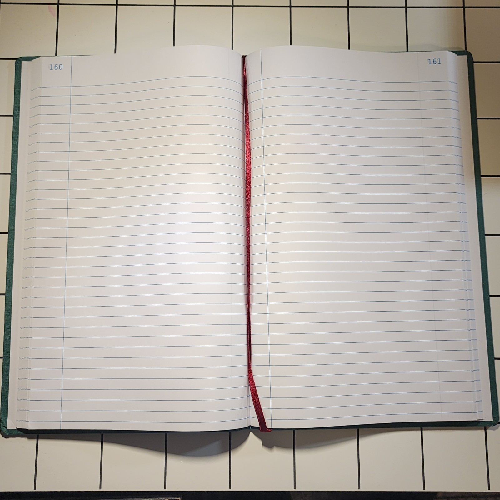 Vintage National A66-300R Canvas Tuff Record Account Book Green 300 Pages