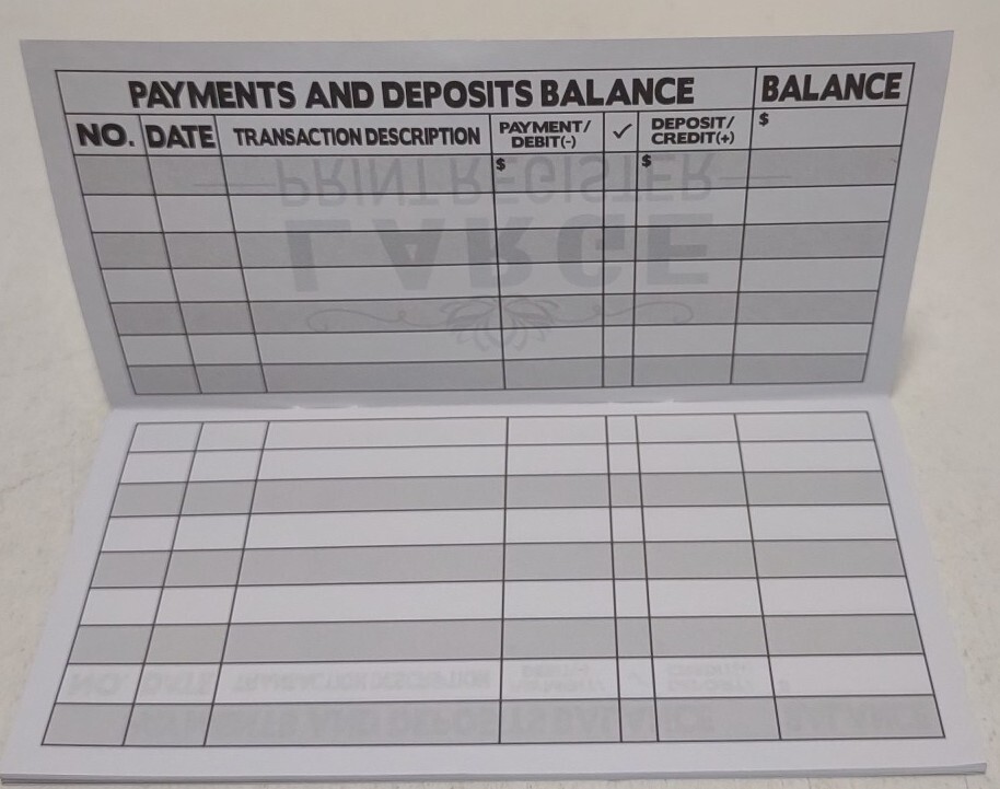 Large Print Check Register With Year Calendar