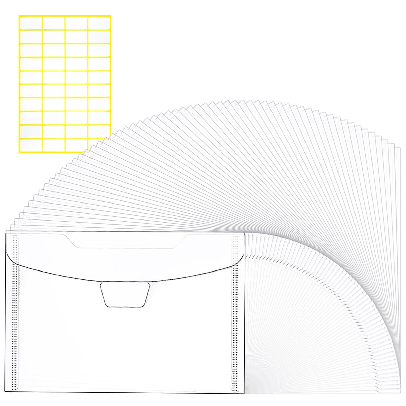 Hukado Clear Plastic Envelopes 60 Pcs 9”x7” for Cash, 7” x 9.4”,