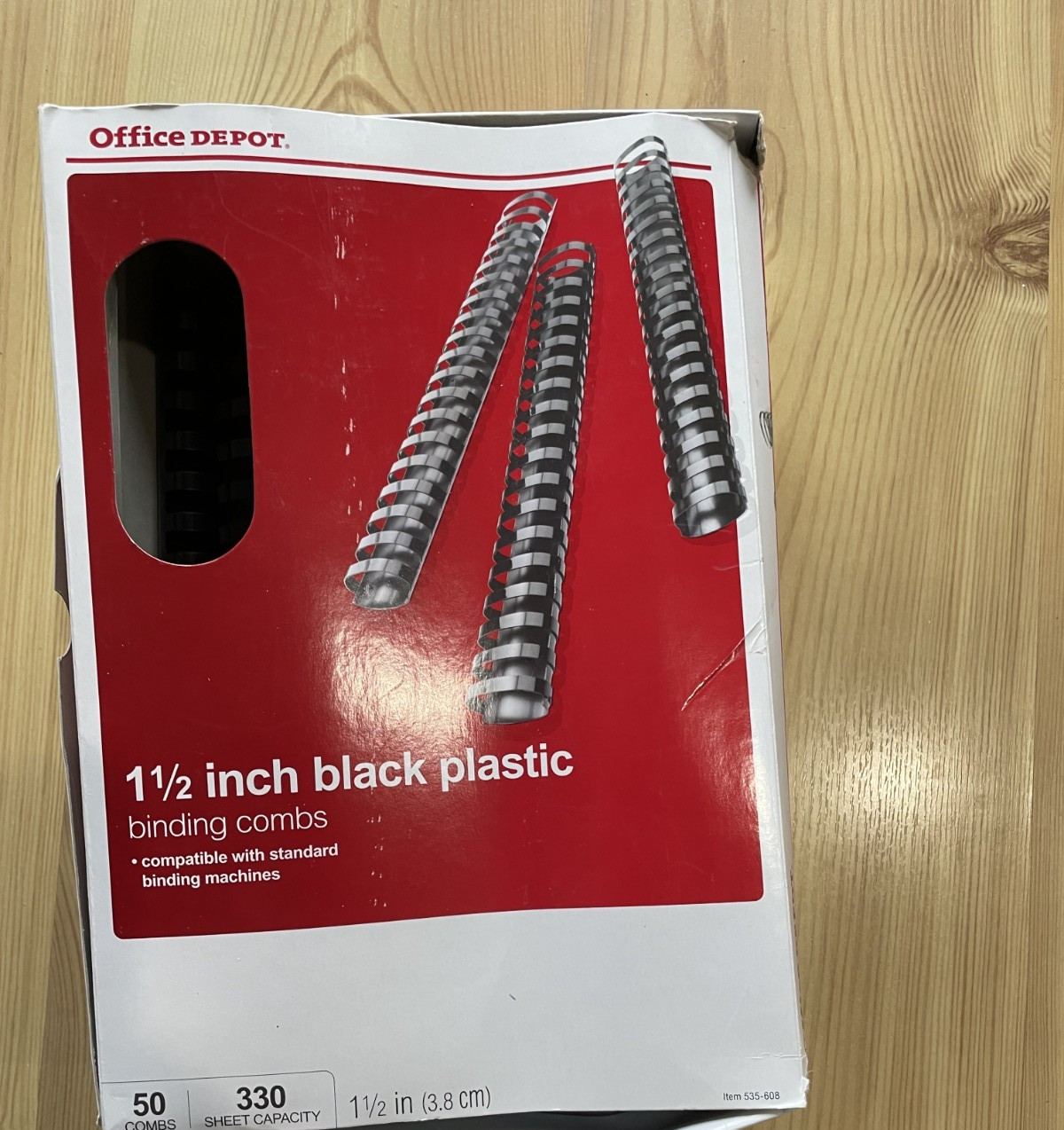 Office Depot ONE and 1/2” (3.8cm) Plastic Binding Combs 20 Count-Open Box