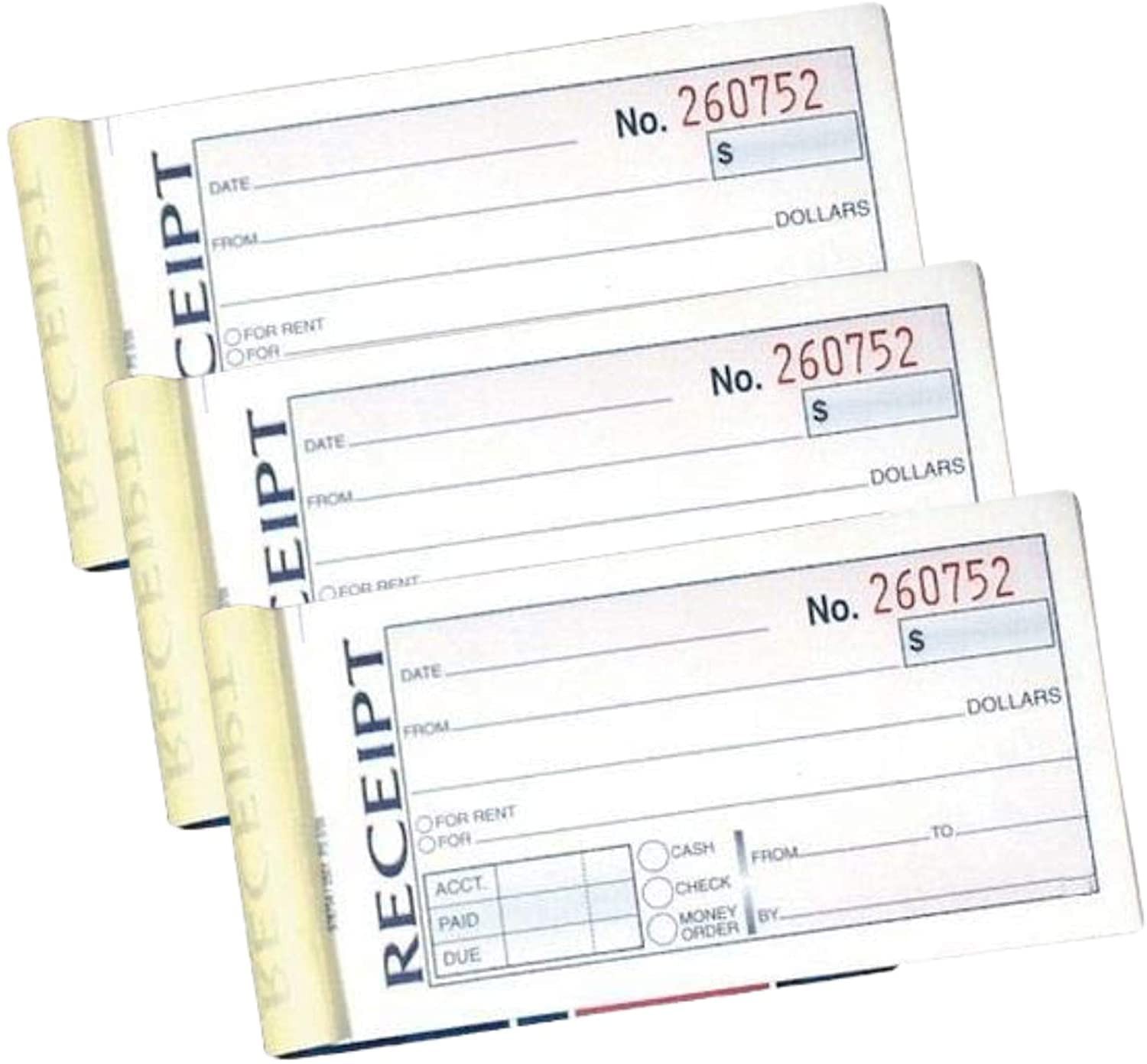 Receipt Book with Carbon Copies, Rent Receipt Book, Cash Receipt Book, 2-3/4 …
